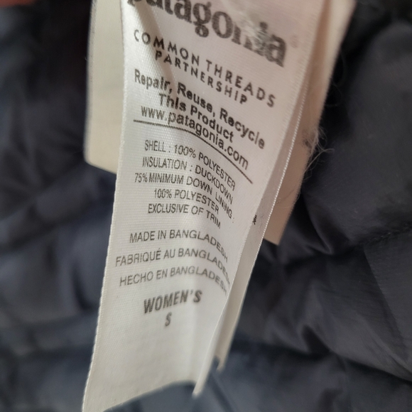 Patagonia Fiona Parka Dark Gray Steel Blue Long Down Puffer Jacket Women Size S - Picture 4 of 5